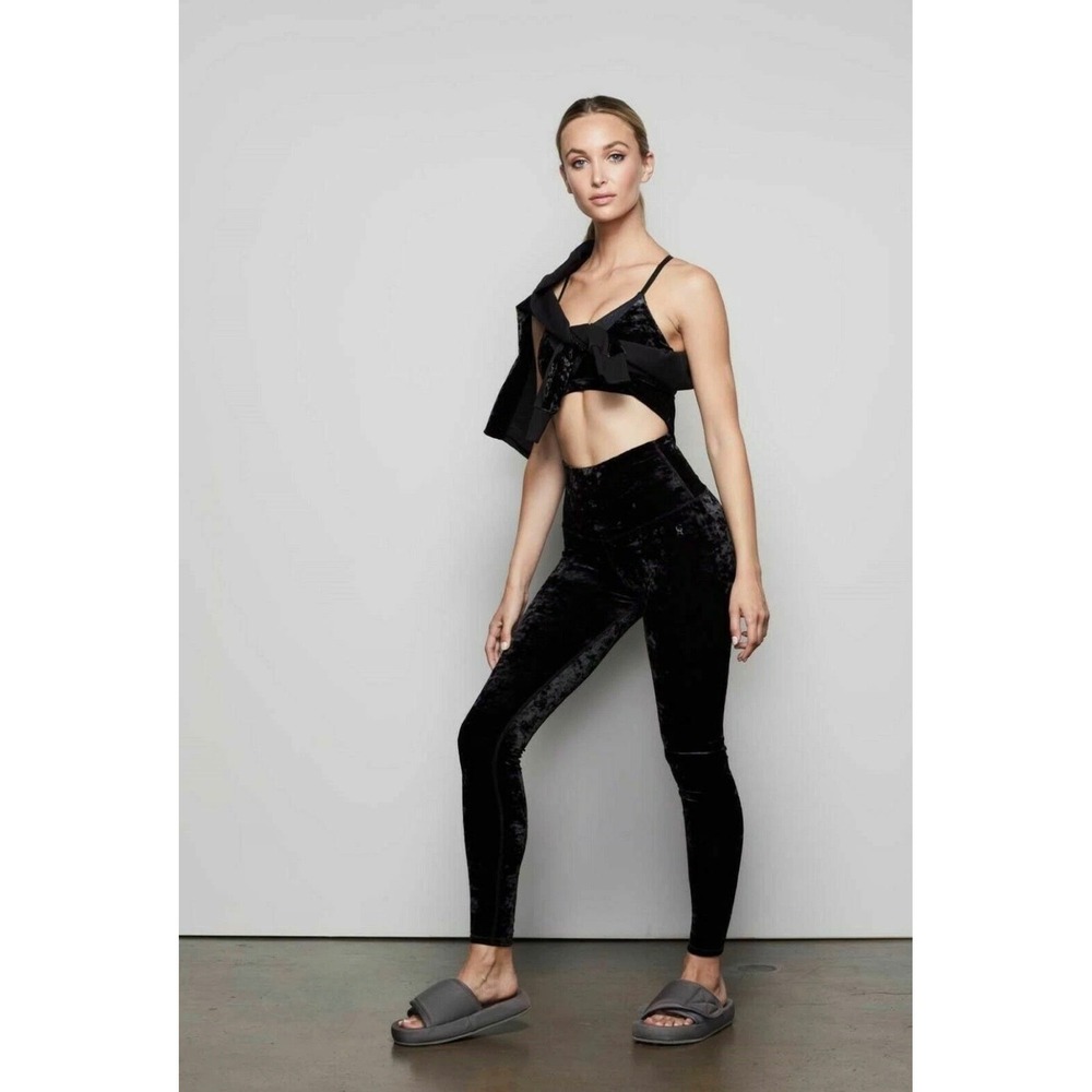 Good American Crushing It‎ Velvet Leggings Womens 1 Small Black Whimigoth goth
